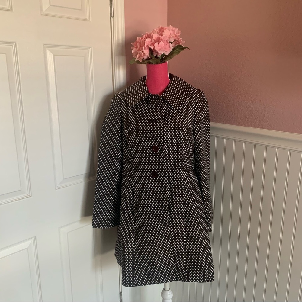 Gorgeous Ann Taylor Black Ivory Checked Tailored Coat size 6
